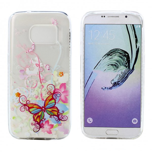 Wholesale Galaxy S7 Crystal Clear Soft Design Case (Butterfly Flower)